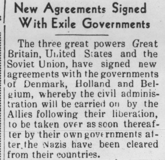 New Agreements Signed With Exile Governments 